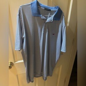 Southern Marsh Sky Blue and White Striped Polo
